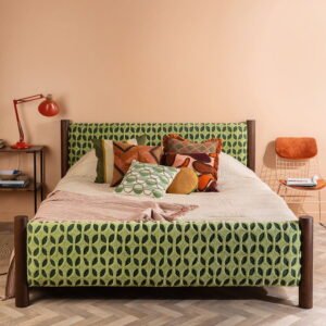Artus Acacia Wood Super King Bed with Greenwich Upholstery