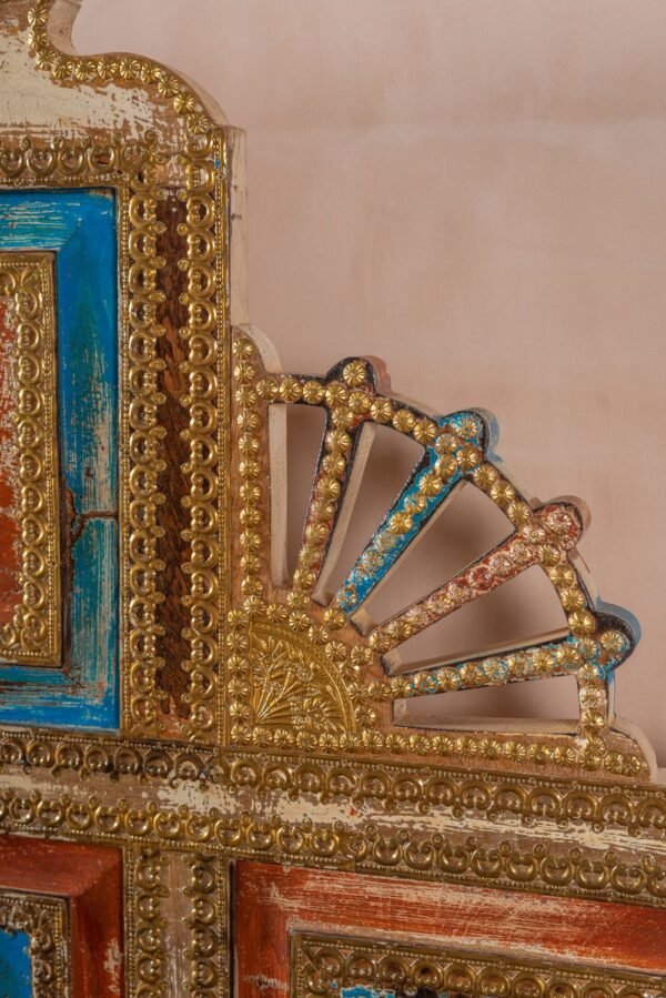 Bohemian Carved Bed with Vintage Finish - Image 12