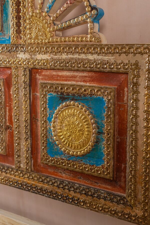 Bohemian Carved Bed with Vintage Finish - Image 8