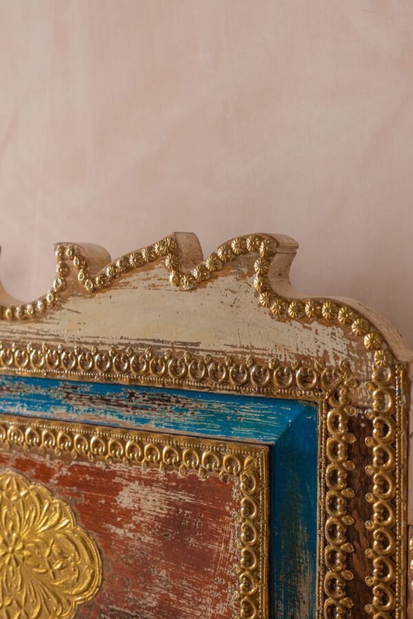 Bohemian Carved Bed with Vintage Finish - Image 6