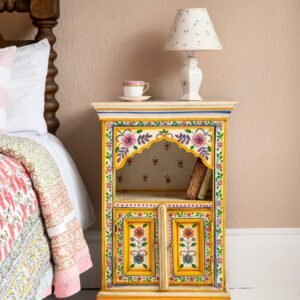 Cream & Yellow Hand Painted Bedside Table