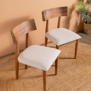 Cormac Acacia Wood Natural Finish Upholstered Dining Chair