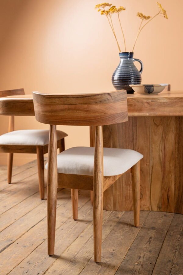 Cormac Acacia Wood Natural Finish Upholstered Dining Chair - Image 2