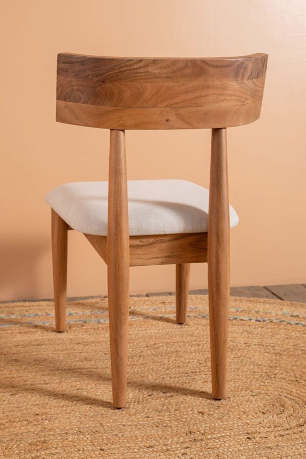 Cormac Acacia Wood Natural Finish Upholstered Dining Chair - Image 4