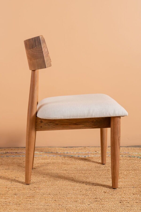 Cormac Acacia Wood Natural Finish Upholstered Dining Chair - Image 3