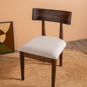 Cormac Acacia Wood Vinegar Finish Upholstered Dining Chair