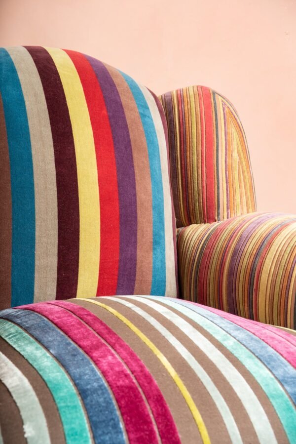 Fandango Striped Velvet Armchair - Image 3