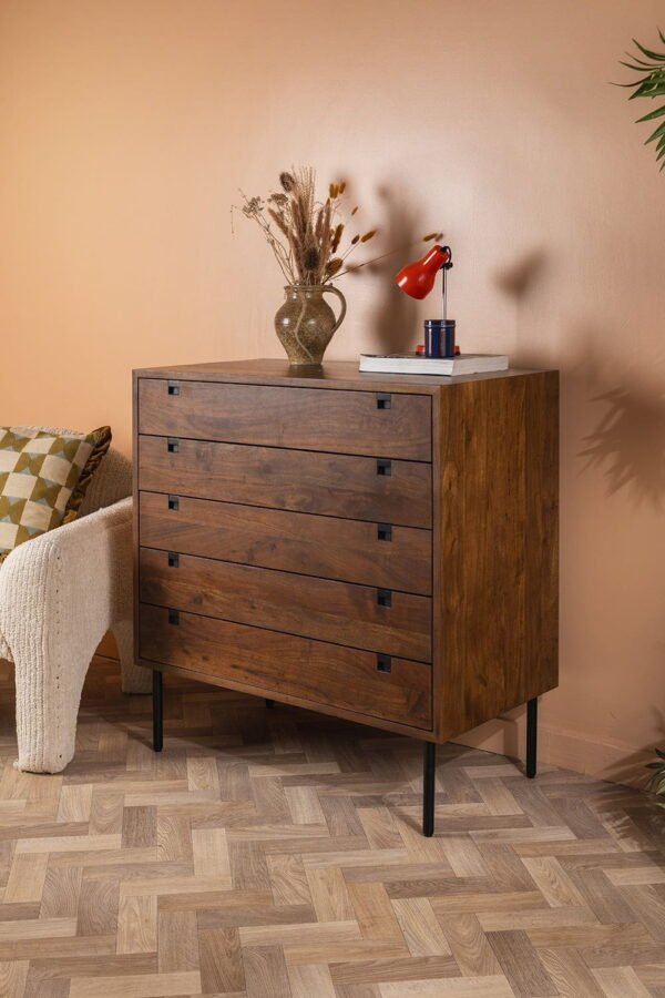Conrad Acacia Wood Umber Finish Chest of Drawers - Image 3