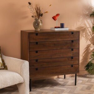 Conrad Acacia Wood Umber Finish Chest of Drawers