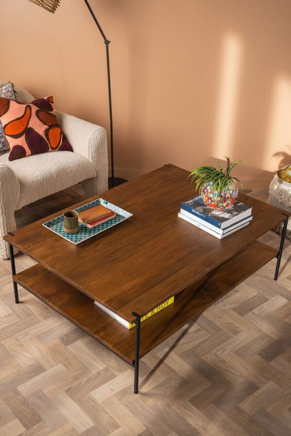 Conrad Acacia Wood Umber Finish Coffee Table - Image 5