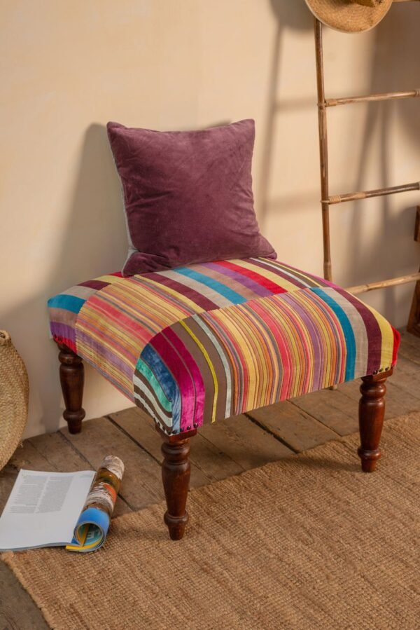 Fandango Striped Velvet Footstool