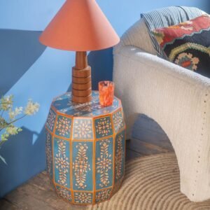 Hand Painted Sky Blue Side Table
