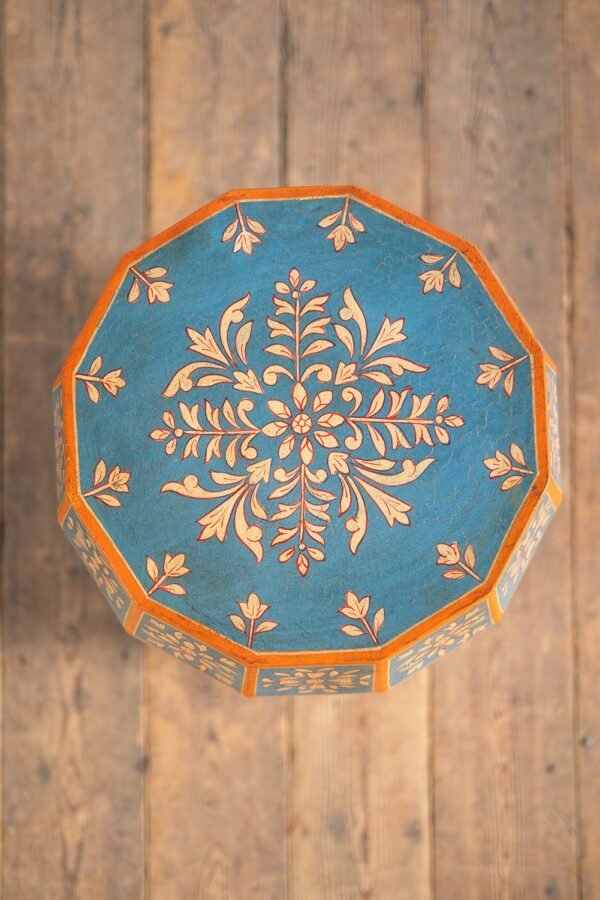 Hand Painted Sky Blue Side Table - Image 4