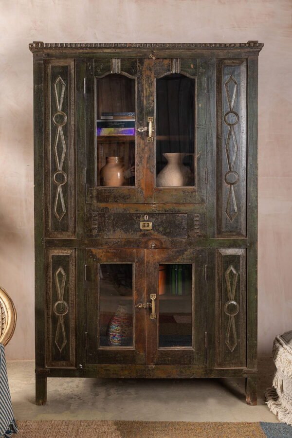 Carved Vintage Wooden Almirah - Image 3