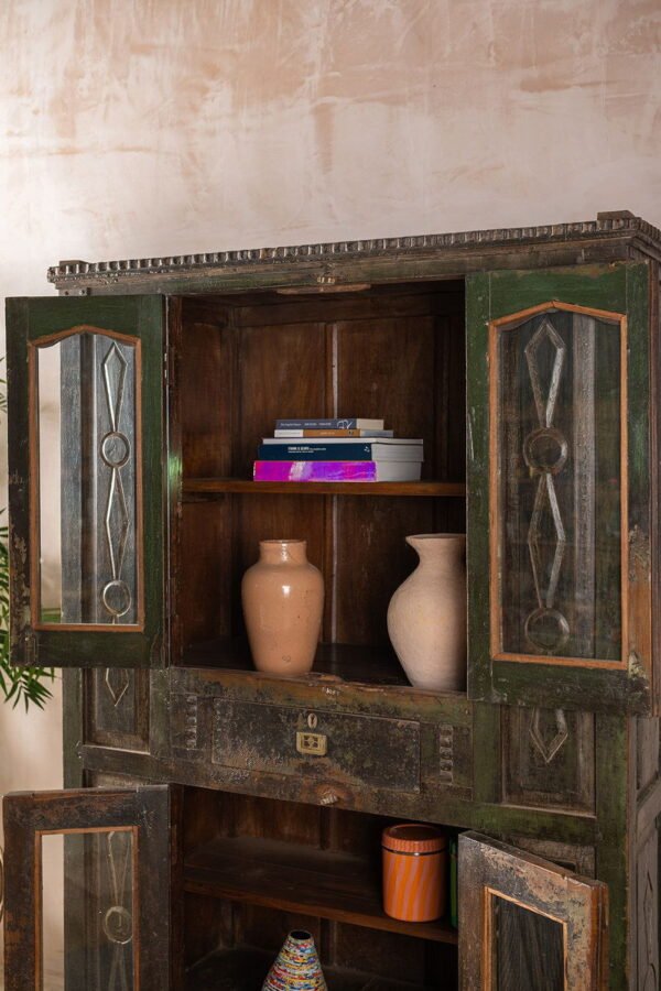 Carved Vintage Wooden Almirah - Image 2
