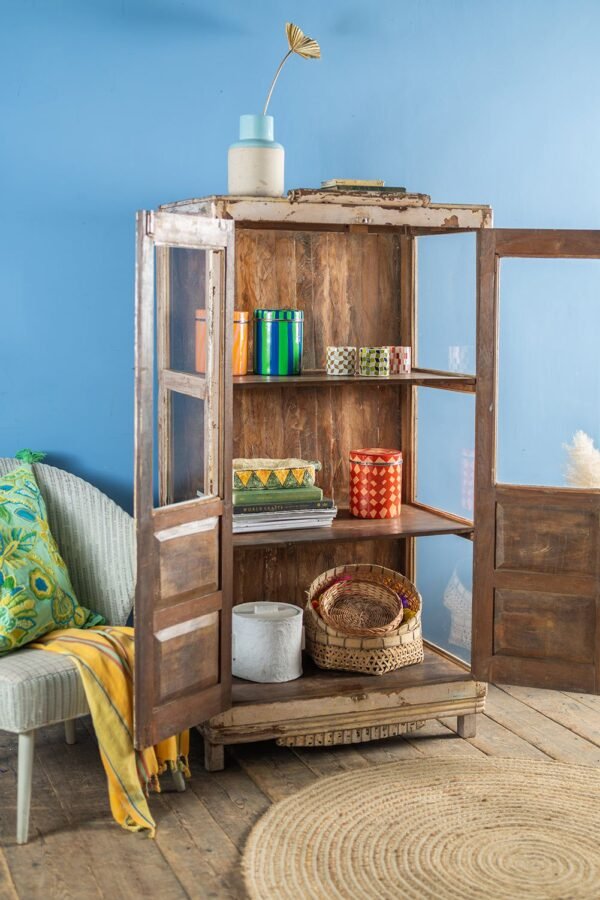 Cream Vintage Glazed Cabinet - Image 2