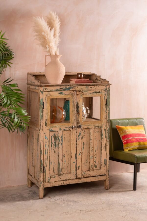 Cream Vintage Glazed Cabinet - Image 3