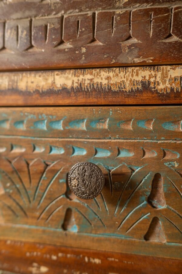 Vintage Carved & Coloured Drawer Unit - Image 5