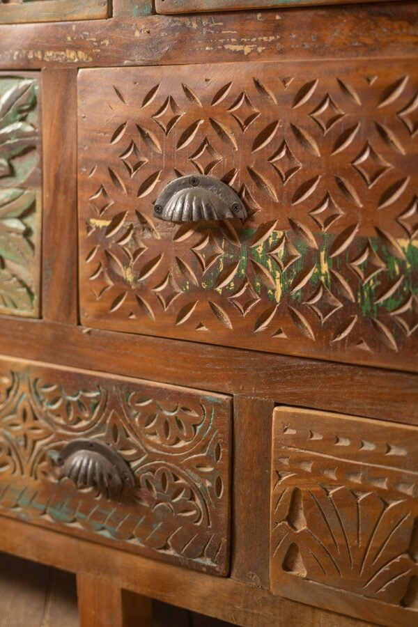 Vintage Carved & Coloured Drawer Unit - Image 11