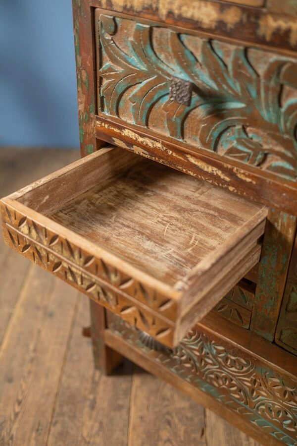 Vintage Carved & Coloured Drawer Unit - Image 6
