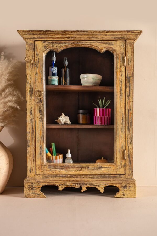 Vintage Pale Yellow Wall Showcase