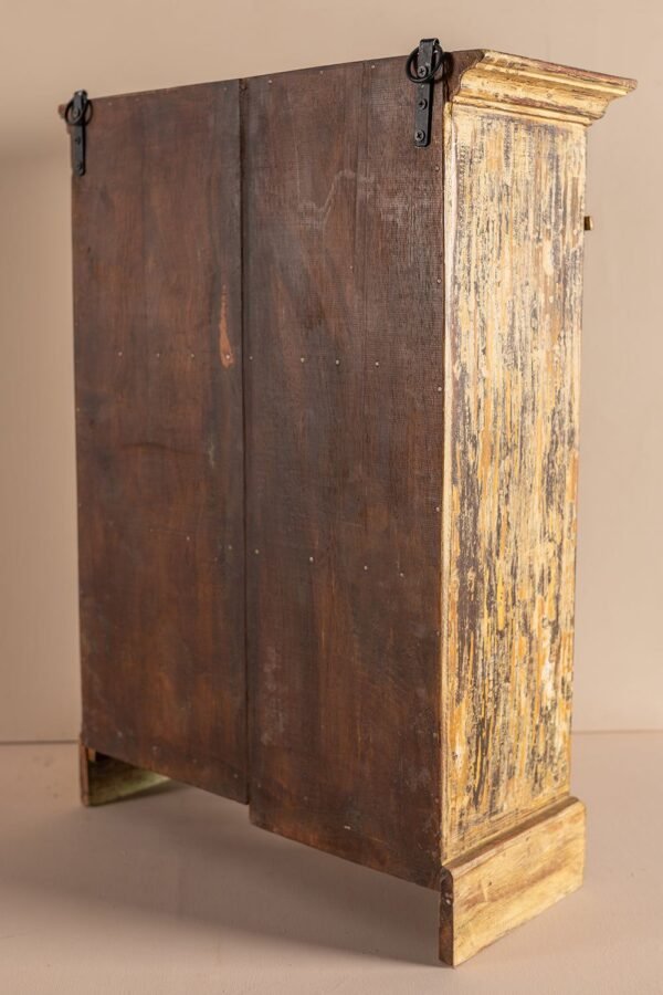 Vintage Pale Yellow Wall Showcase - Image 5